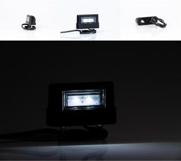 Universal LED Kennzeichenleuchte schwarz mit Sockel